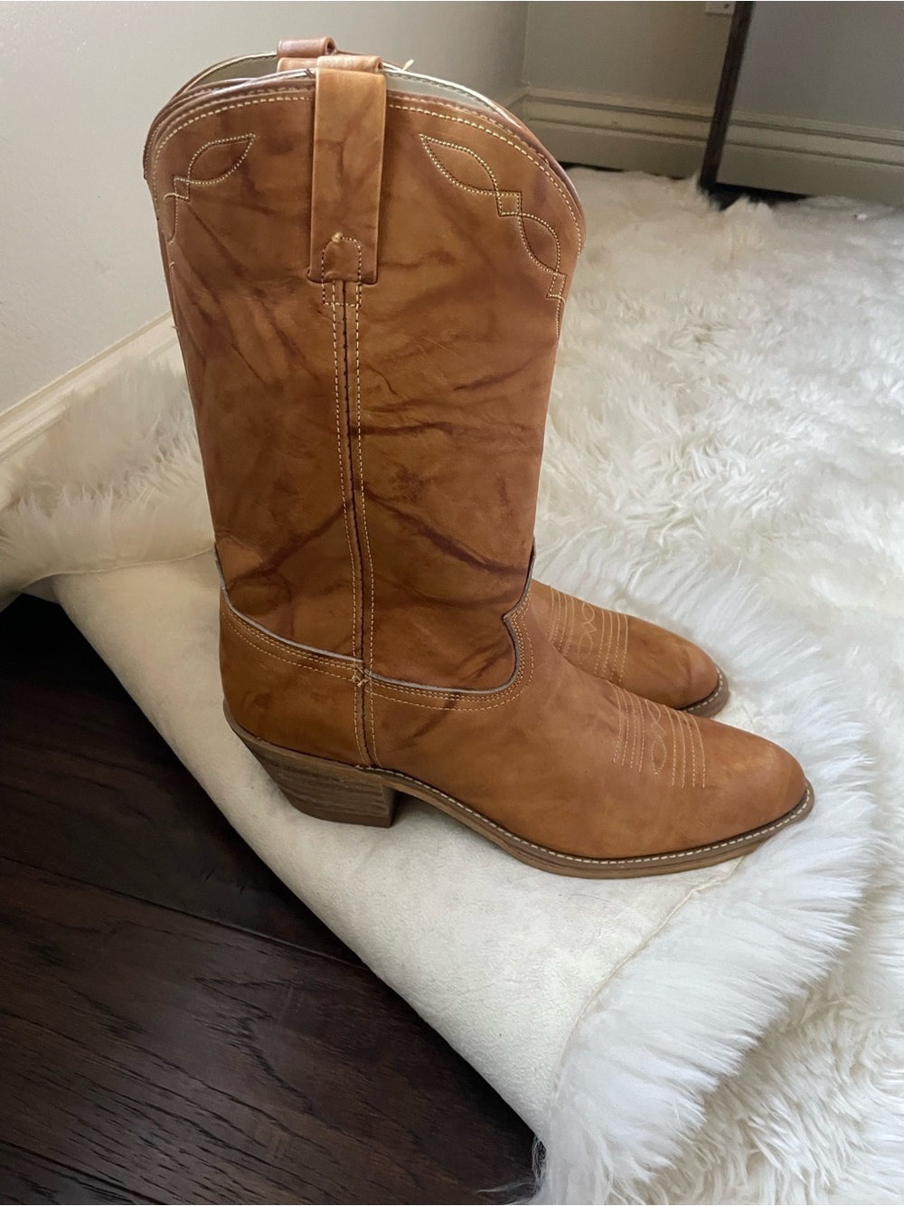 Vintage | Deadstock RARE Acme brown saddle leather cowboy men’s boots